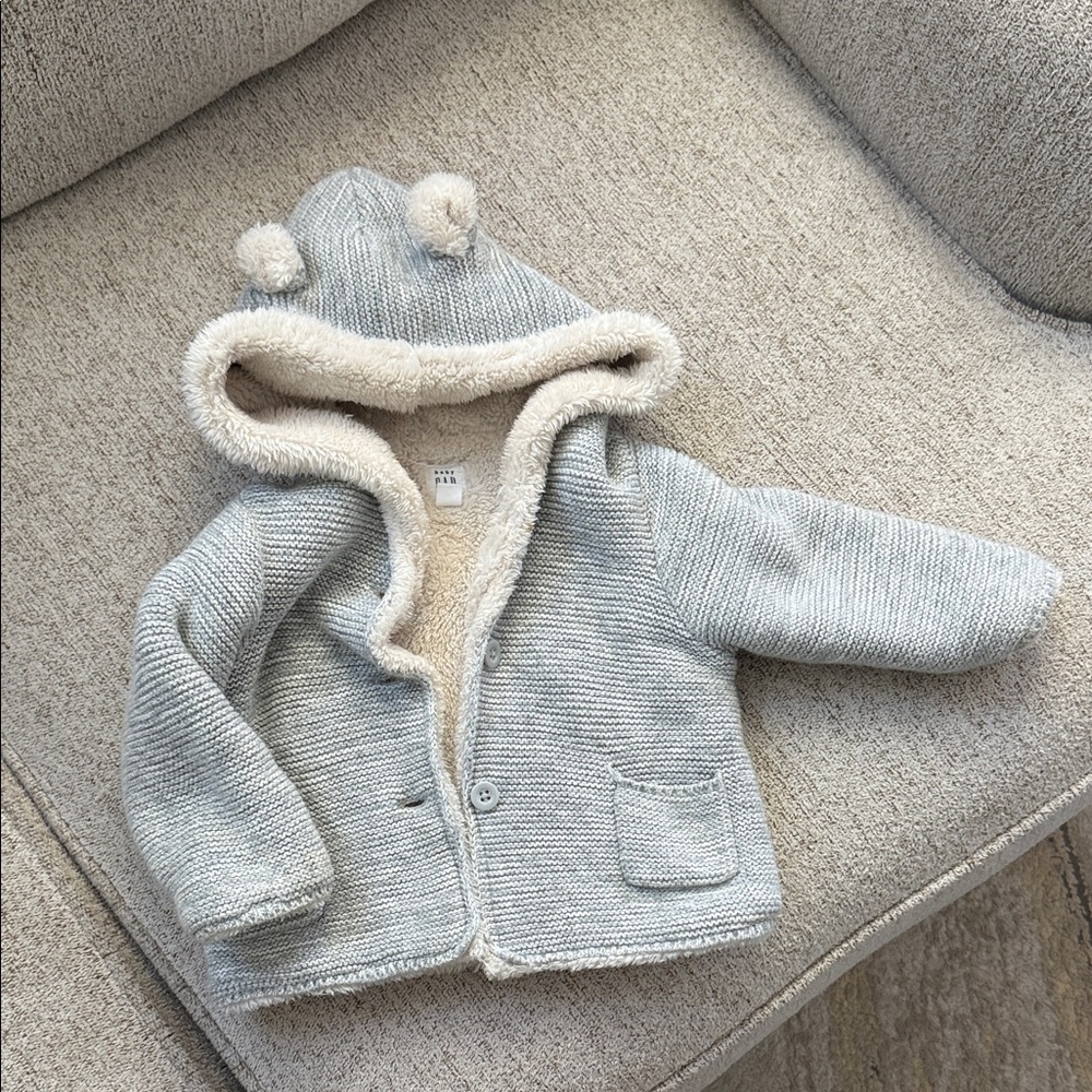 GAP Gray and Cream Baby Cardigan